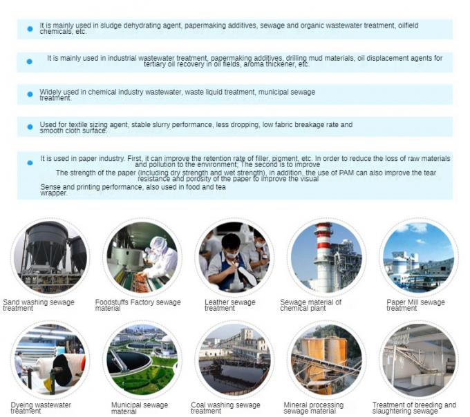 polyelectrolyte flocculant polymeer van kationen het van kationen van het polyacrylamidepoeder msds voor zwembad 5